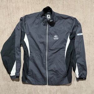 FootJoy Jacket Men's Medium Black Houndstooth Full Zip Dryjoys Hydrolite Golf